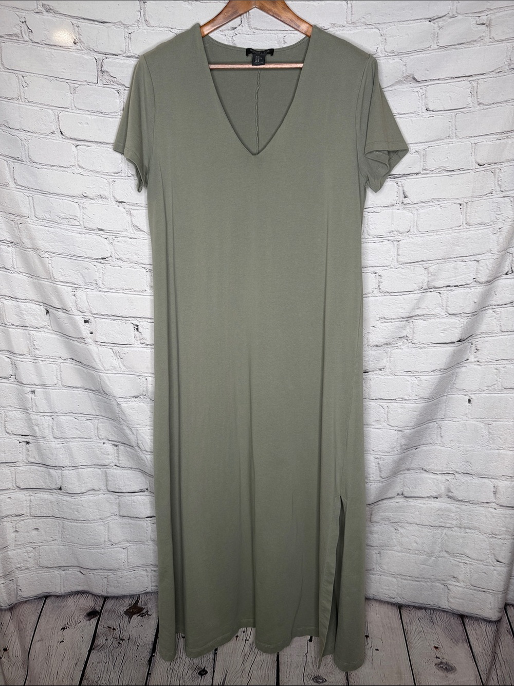 Rachel Zoe V-Neck Short Sleeve Maxi Dress in Olive Green Size X-Large